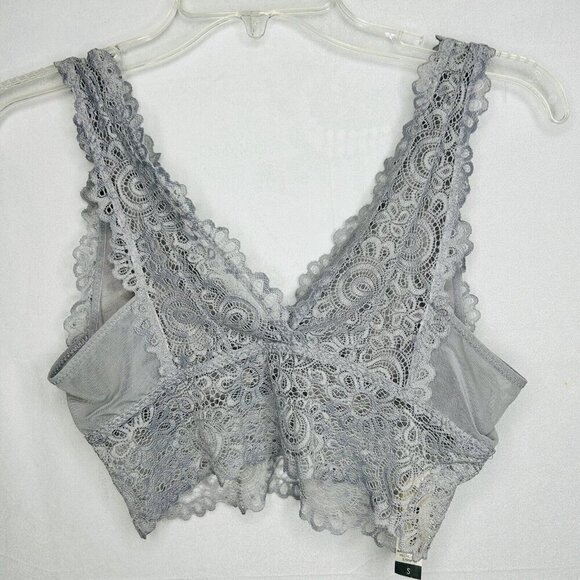 Lucky Brand Sz Small Lot of 2 Lace Bralettes Gray / Dark Teal Wireless Pullover - Picture 10 of 12